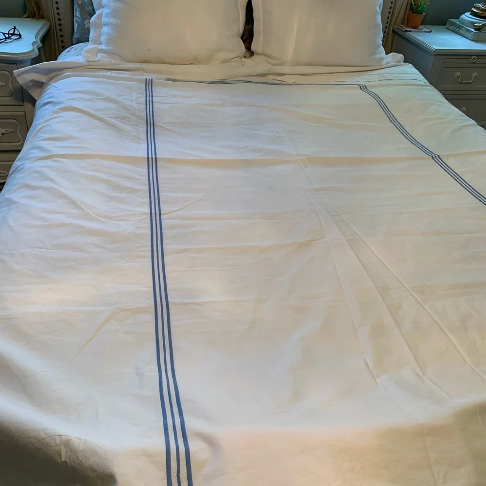Pine Cone Hill White and Blue Duvet Cover